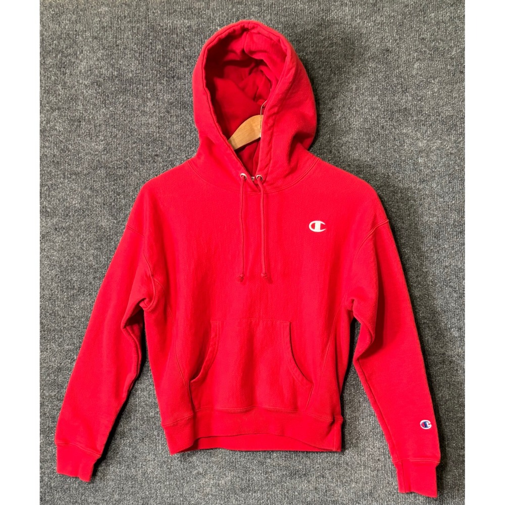 Champion Reverse Weave Women Small Hoodie Red Embroidered Logo